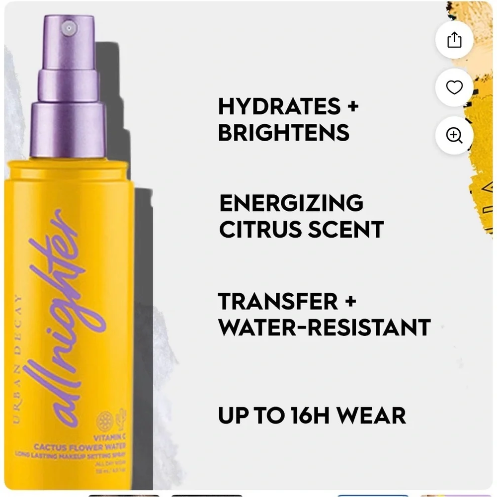 Urban Decay Cosmetics All Nighter Waterproof Glow Setting Spray, NIB, 4 ounces